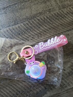 Kids Bubble Pink Camera Keychain Bag Charm